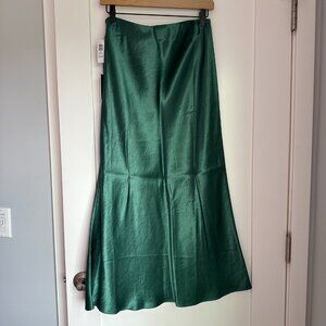 Aritzia Babaton Slip Satin Midi Skirt Emerald Green